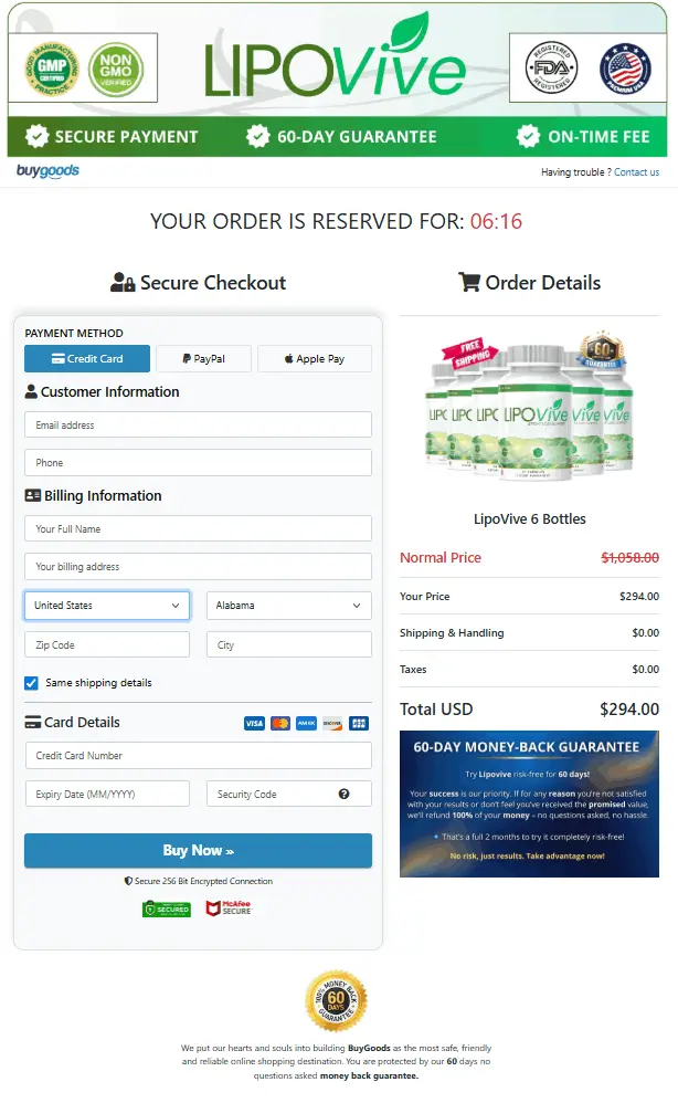 Secure order form